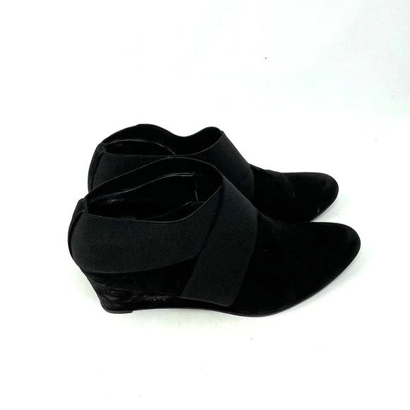 Stuart Weitzman Coban Suede Wedge Booties Black Size US 9.5 - Picture 7 of 12
